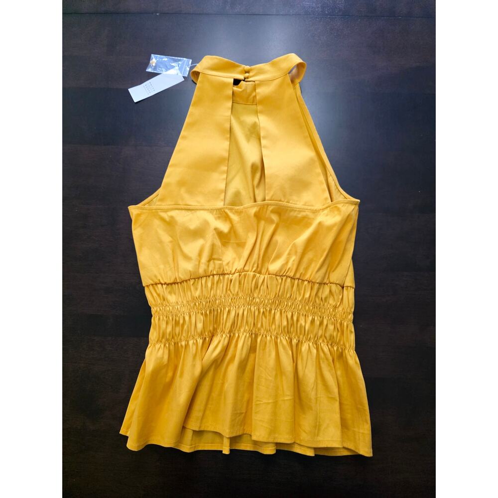 NWT WHBM Sleeveless Smocked Poplin Halter Marigold Size 4 - Picture 4 of 4